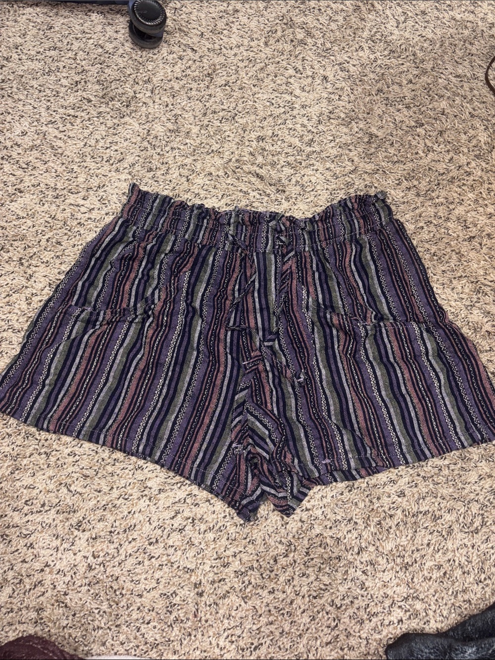 Arizona Jean Company Striped High-Waist Shorts in Navy, Purple, Green, Pink